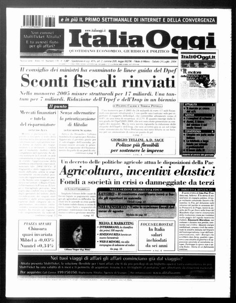 Italia oggi : quotidiano di economia finanza e politica